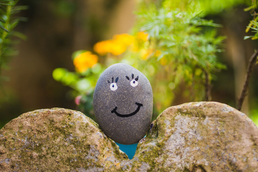 Painted Rock with a happy face